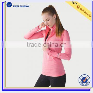 Wholesale Brushed Cotton Fabric Sweatshirts Blank Half Zip Women Sweatshirt photo-2