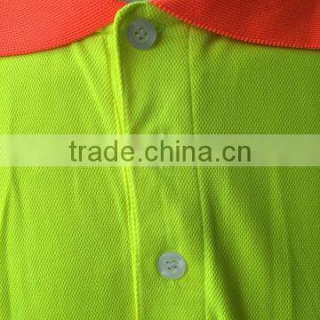 Mens High Quality High Visibility Fluorescent Short Sleeve Contrast Rib Collar Micro Mesh Safety Polo Tshirt photo-4