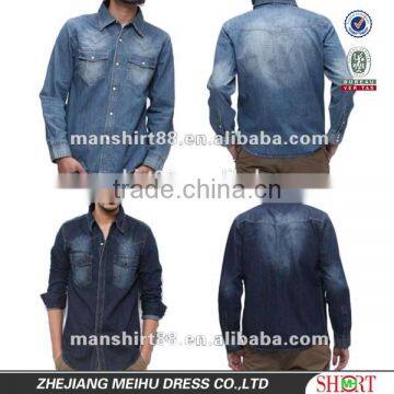 trendy style long sleeve brand denim shirts for men