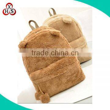 custom high quality plush 100% polyester backpack bag