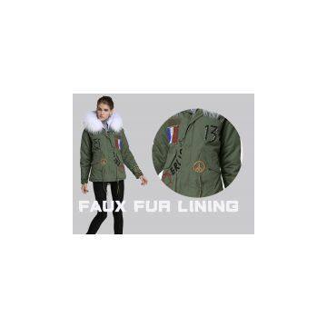 Wholesale good quality army green cotton shell winter jacket for women