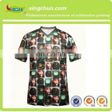 100% Polyester full color print T-shirt without MOQ