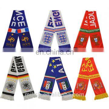 SC-0041 Acrylic Soccer Club scarf custom print knitted jacquard football fan scarf