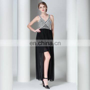 Irisfox L669 black and white stripe long dress