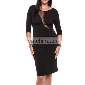 big size dress black bodycon dress 3/4 sleeve knee-length tube dresses