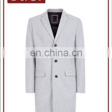 China Latest Design Men Long Wool Mix Coat Split Back Hem