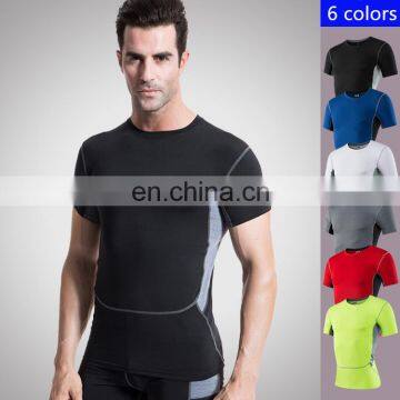 Gym men's tight running fitness elastic sweat wear quick-drying clothes T-shirt