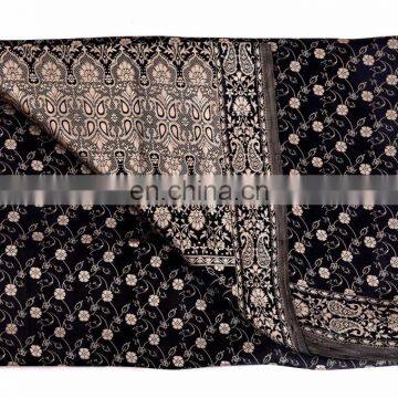 Indian Ethnic Tassar Silk Black Handcrafted Saree Sari Ethnic Craft Fabric