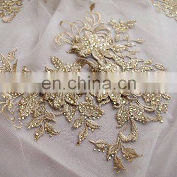 Metallic gold lace fabric