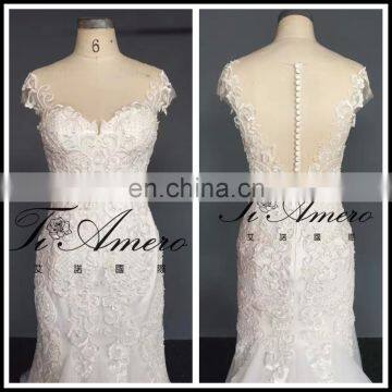 2017 High Quality Lace Beading Mermaid Wedding Dress With Detachable Train Tiamero 1A1175A photo-4