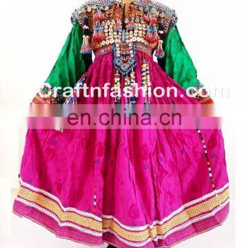 Traditional Balochi Coins Dress- Afghan Dress In Velvet Tribal Silk Embroidered Dress- Banjara Kuchi Tribal Ethnic Clothes photo-4