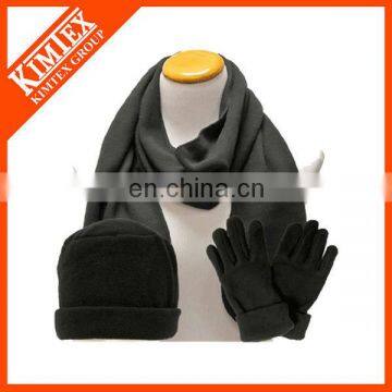 Black Fleece Hat Scarf Glove Set (for men)