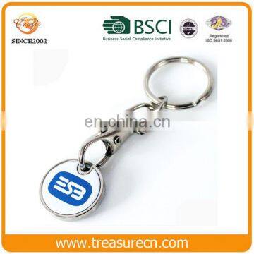 Factory price custom logo metal trolley coin keychain/ promotional trolley coin keyring keychain