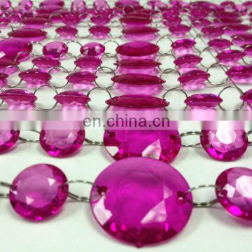 Fuchsia Acrylic Crystal Garlands for Wedding Christmas Tree Hanging Decor