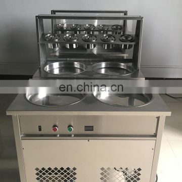 CE Approved Factory Supply Commercial Double Flat Pan Fried Ice Cream Machine, Thailand Fry Ice Cream Machine