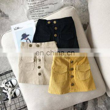 Children's wear 2020 autumn new girl sweet pocket corduroy skirt bag hip skirt short skirt hot sale