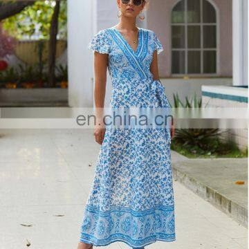OEM Baroque Border Print Plus Size Short Sleeve Cover up Women Summer Casual Dress photo-4