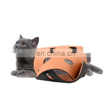 HQP-WJ127 HongQiang Felted cat tunnel rolling earthworm can be removed and washed cat tunnel pet toys OEM