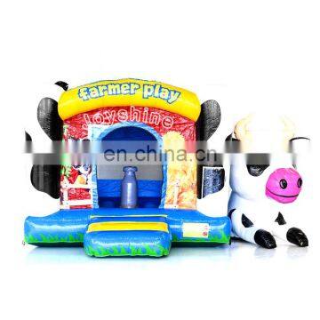 Farmer Play Kids Inflatable Bouncer Milk Cow Bouncy Jumping Castles Bounce House Commercial