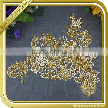 Handmade large size embroidered beaded bridal appliques FHA-014