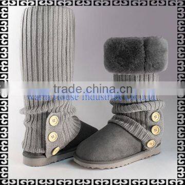 Fashion knit snow boots knee high fur boots for women