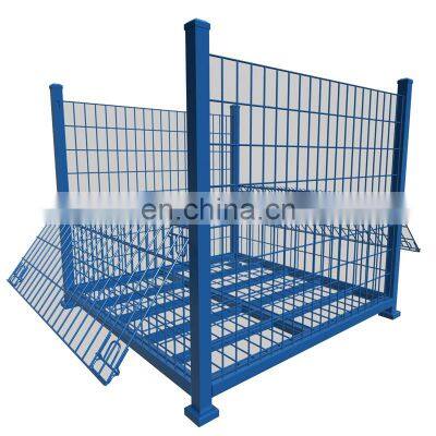 China collapsible metal wire mesh stackable folding metal pallet containers