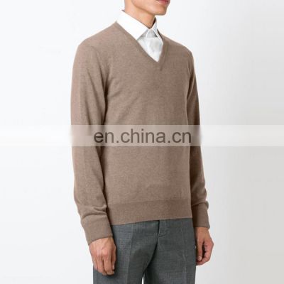 Men's Long Sleeve V-neck 100% Cashmere Sweater Pullover