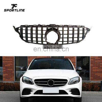 ABS Black W205 Front Grille for Mercedes Benz C205 C180 C200 C300 C350 C43 Sport 2019-2020 GT R Style