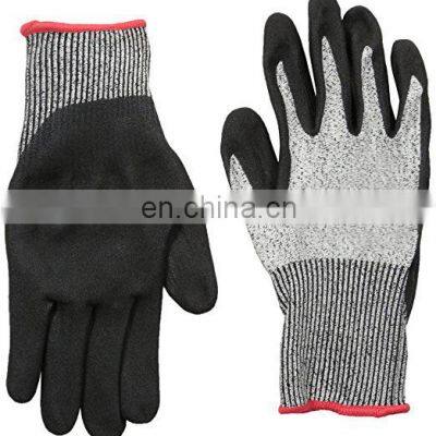 High Performance Cut Level 5 13G HPPE Sandy NItrile Double Dipped Cut Resistant Safety Work Gloves