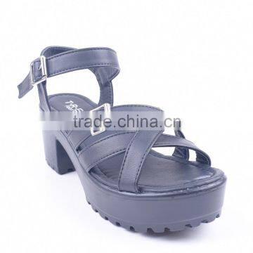 Fashionable Ladies High Heel Cheap Price Fancy Anti-slip Sandals With Double Buckles photo-2