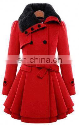 Wholesale New Fashion Women Girls Fur Collar Design Warm Long Plus Size Double Breast Button Belt Sur Collar Winter Coat Women photo-3