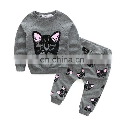 Wholesale hot sale cheap price beautiful cartoon 2pcs sets girls kids children cloth