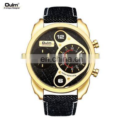 OULM 9316 Unique Design Men Analog Wrist Watches Leather Band Custom OEM Casual Japan Movement Quartz Watch