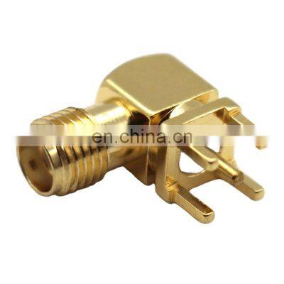 Right Angle  sma Connector RF Adapter SMA Female Thru Hole plug Connector sma-kwe gold plated