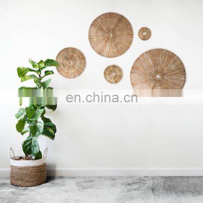 Hot Sale Seagrass Set of 5 Wall Hanging Jute Basket | Round Handwoven Southwestern Decorative Wall Accents Wholesale photo-2