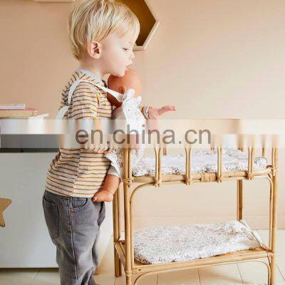High Quality Doll Changing Table in Rattan, Mini Beige Rattan Bed for Dolls Best Price Wholesale Vietnam Supplier photo-3