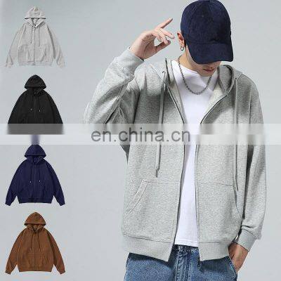 Heavyweight Men Streetwear Hoodies Full Zip High Quality Sweatshirts Custom Blank Cotton Oversized Hoodie Unisex photo-2