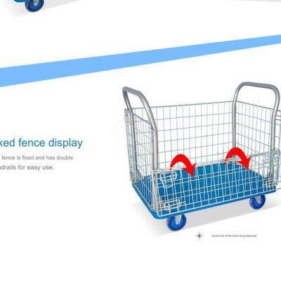 Platform Trucks with Fence Folding Hand Truck Cage Cart