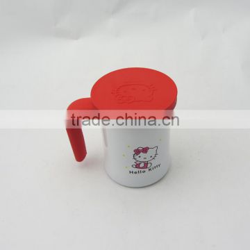 Double wall insulated coffee mug with handle and lid