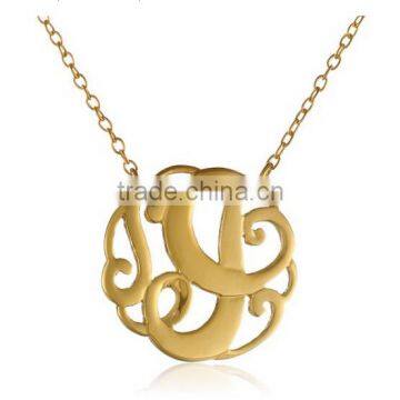 Stainless Steel Gold Plated Monogram Necklace Jewelry Initial Necklace J