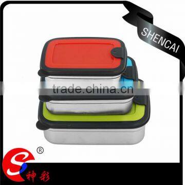 Caitang factory stainless steel 3pcs set food storage containers lunch box