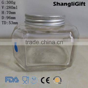 280ml Promotional Metal Lid Sealed Clear Glass Canister