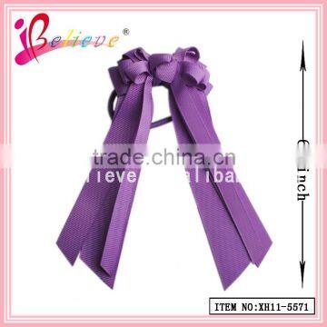 Large cheap hair bows hair pony holder,ribbon hair bow with elastic band