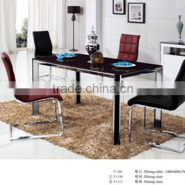 Modern style rectangle dining table set with stainless steel legs