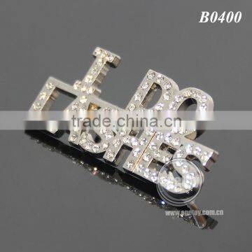 Rhinestones Souvenir Brooch Zinc Alloy Silver Color Crystal Badge Metal Custom Letter Lapel Pin photo-6