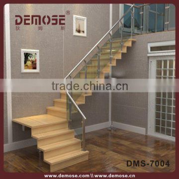 Indoor excellent glass solid wood staircase manufacturers