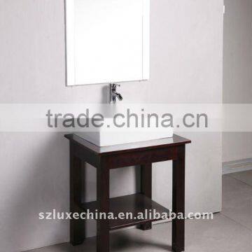 Solid glass mirror bathroom cabinet face basin with 4 legs standing