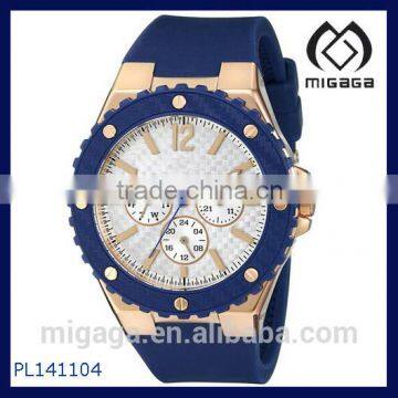 Navy Blue Silicone Strap with Rose Gold-Tone Accents WATCH