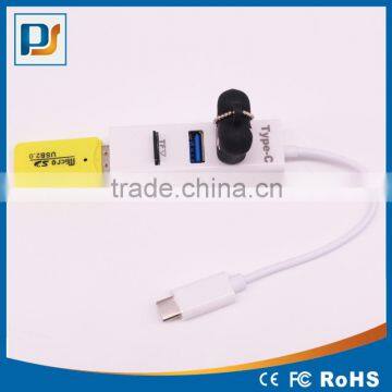 Newest Type C USB 3.0 Hub With Blister Box and Customized Logo Printing USB Adapter Card Reader Hub for Computer and Phones