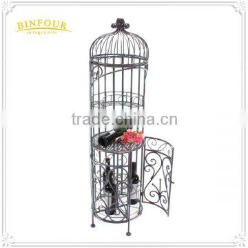 Antique wrought iron birdcage shape display rack metal wine rack